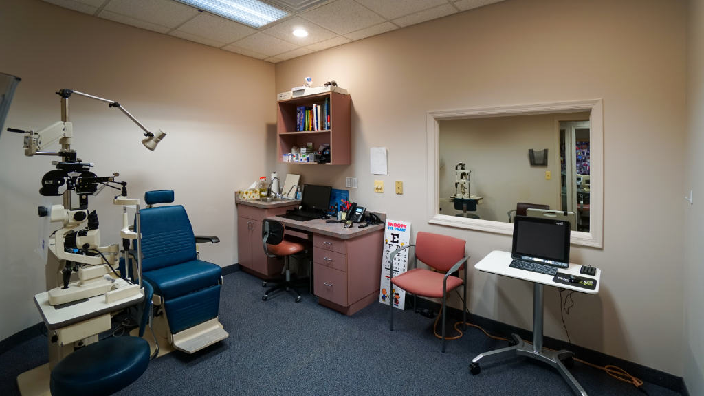 PressVision eye-examination room with clinical equipment