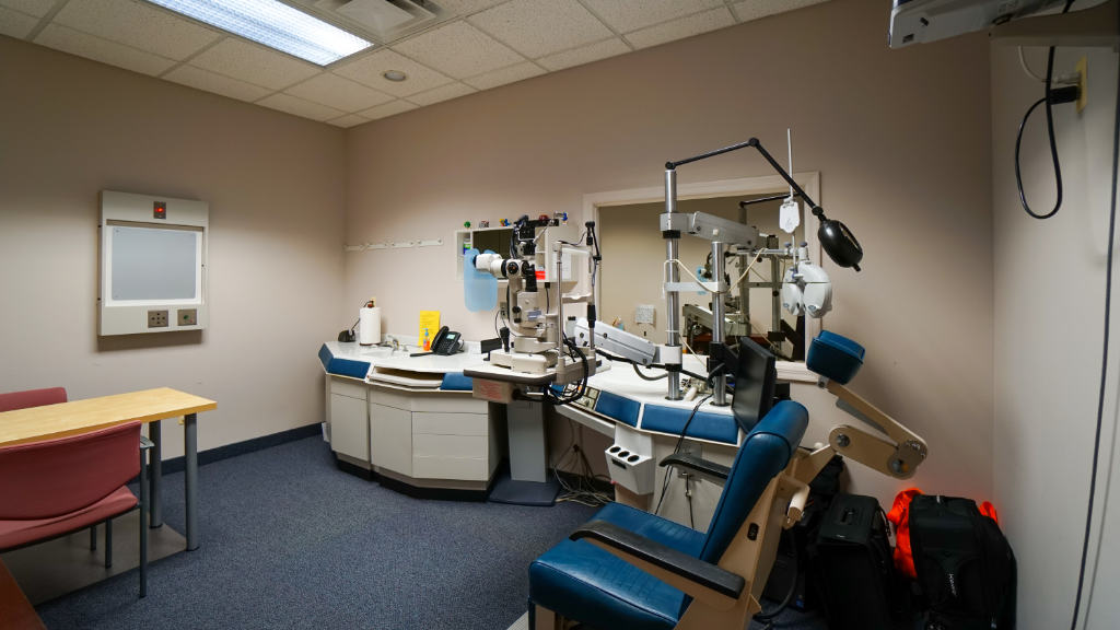 PressVision examination room with a reclining exam chair